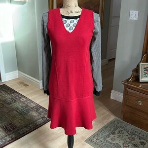 Ann Taylor Red Knit( mid-weight) Jumper Dress in Size SP